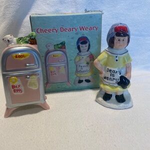 Cheery Deary Weary Salt & Pepper Set Vintage